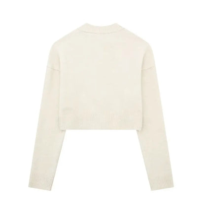 Crop Cardigans - High Neck Sweater Crop Buttoned Cardigan for Women