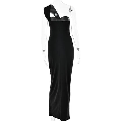 Elegant Dresses- Elegant One-Shoulder Knot-Bust Mermaid Maxi Dress for Weddings- - Pekosa Women Fashion