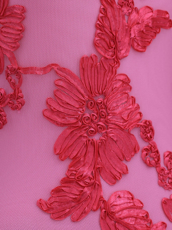 Elegant Dresses - Elegant Pink Floral Dress - Evening Cocktail Gown
