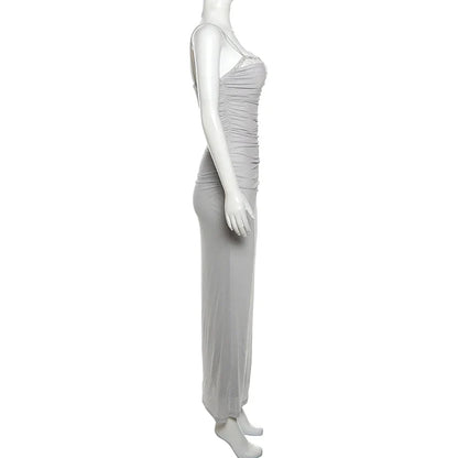 Elegant Dresses- Mesh Square-Neck Evening Gown Dress for Formal Occasions- - Pekosa Women Fashion