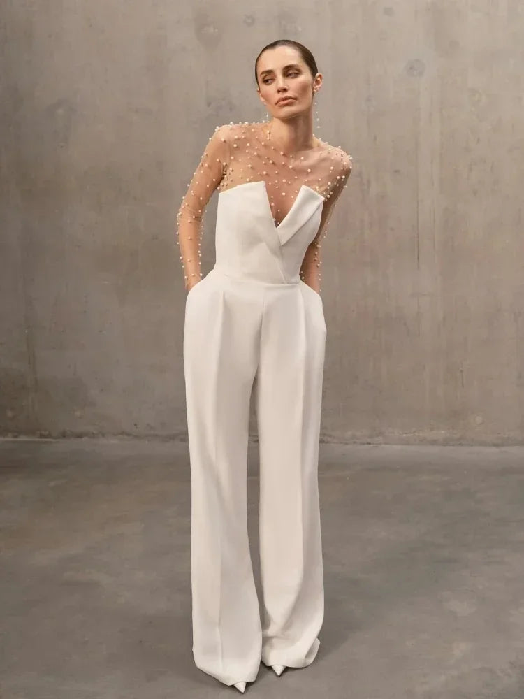 Elegant Jumpsuits - Pearls Bodysuit & Formal Jumpsuit for Women
