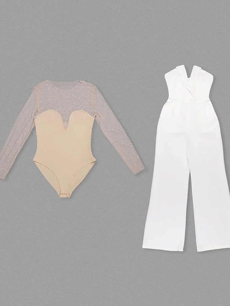 Elegant Jumpsuits - Pearls Bodysuit & Formal Jumpsuit for Women