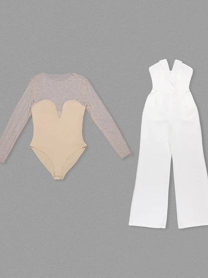 Elegant Jumpsuits - Pearls Bodysuit & Formal Jumpsuit for Women