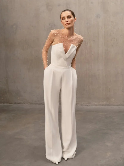 Elegant Jumpsuits - Pearls Bodysuit & Formal Jumpsuit for Women