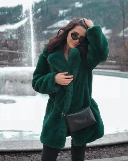 Faux Fur Coats - Vibrant Women's Faux Fur Coat for Stylish Winter Warmth