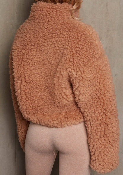 Faux Fur Jackets- Faux Fur Fluffy Zip-Up Jacket- - Pekosa Women Clothing