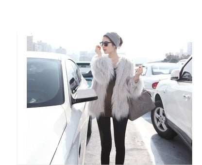 Faux Fur Jackets - Women’s Fancy Faux Fur Coat - Thick Warm Jacket