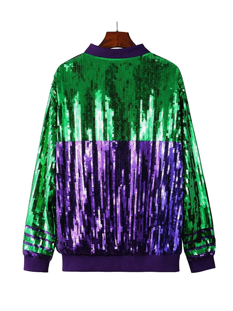 Festive Jackets - Women’s Mardi Gras Aviator Jacket