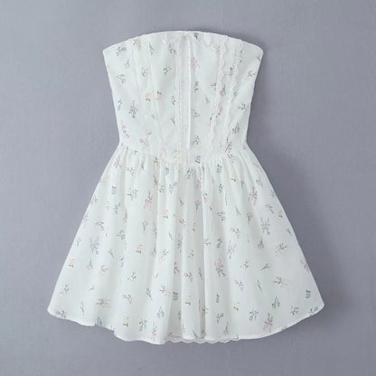 Fit and Flare Dresses - Floral Strapless Summer Dress | Fit & Flare Style