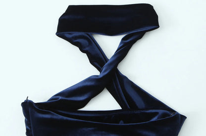 Halter Tops - Velvet Scarf Choker Top