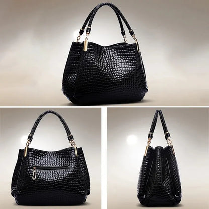 HandBags - Crocodile-Print Faux Leather Handbag for Professionals
