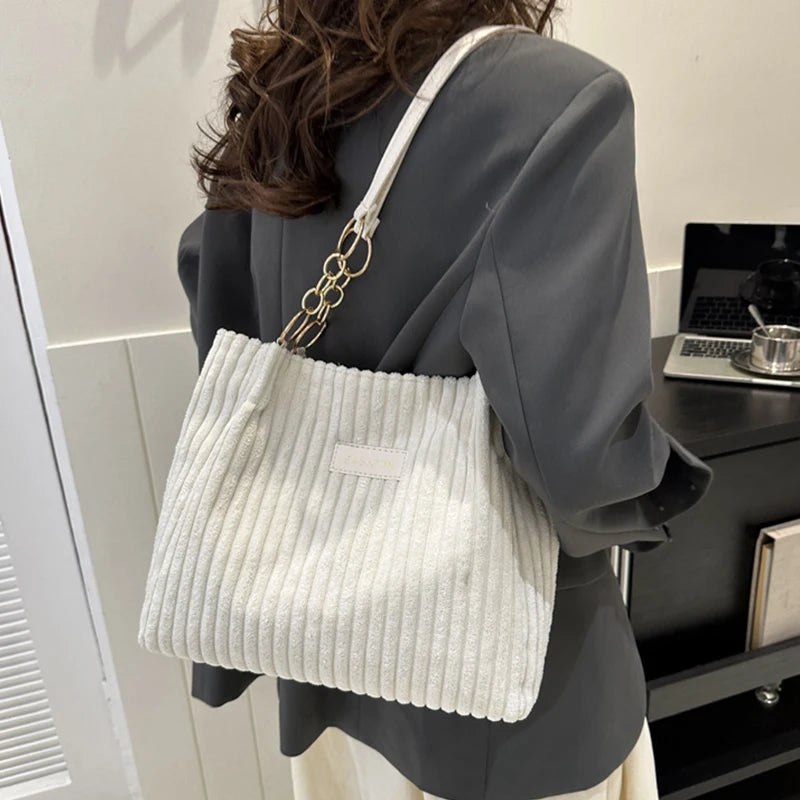 HandBags - Plush Corduroy Handbag Trendy Shoulder Bag