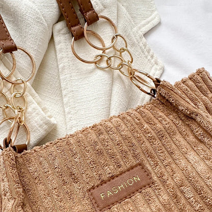 HandBags - Plush Corduroy Handbag Trendy Shoulder Bag