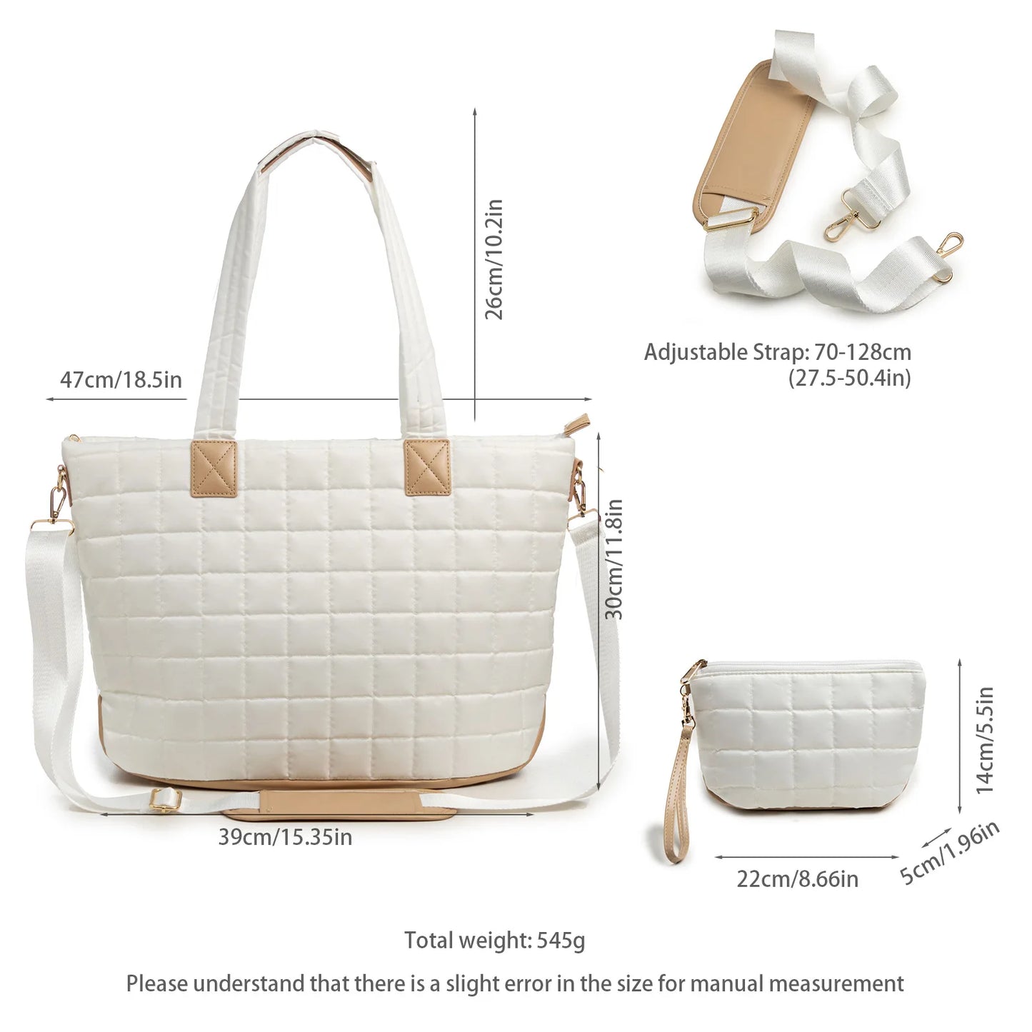 HandBags - Quilted Shoulder Bag and Wallet Set