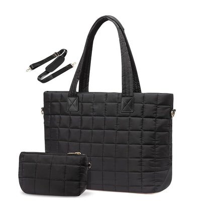 HandBags - Quilted Shoulder Bag and Wallet Set