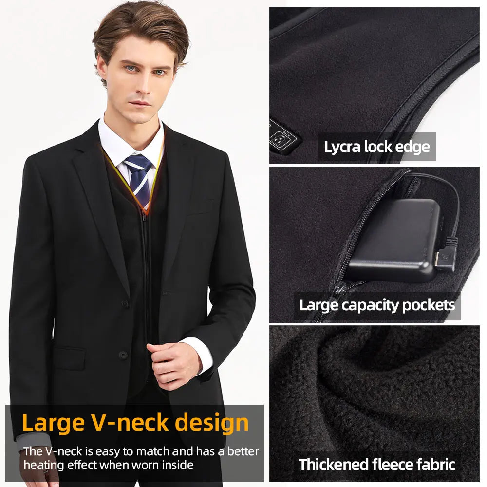 Heating Vests - Unisex 10 Zone Heat Vest – USB Powered Waistcoat in Fleece