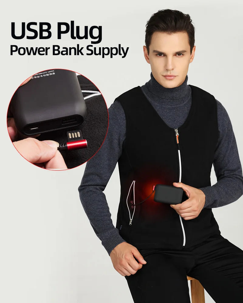 Heating Vests - Unisex 10 Zone Heat Vest – USB Powered Waistcoat in Fleece