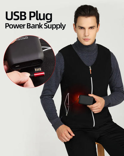 Heating Vests - Unisex 10 Zone Heat Vest – USB Powered Waistcoat in Fleece