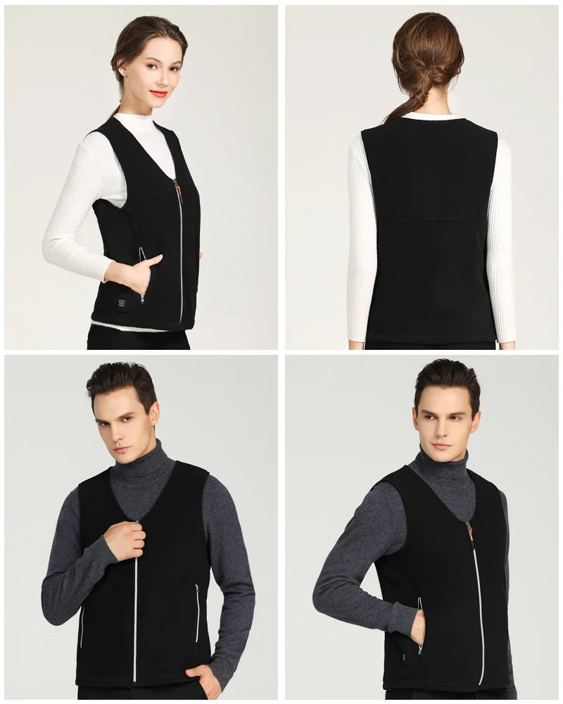 Heating Vests - Unisex 10 Zone Heat Vest – USB Powered Waistcoat in Fleece