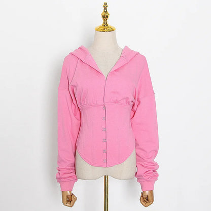 Hoodies - Trendy Green Hoodie with Corset Design for Women