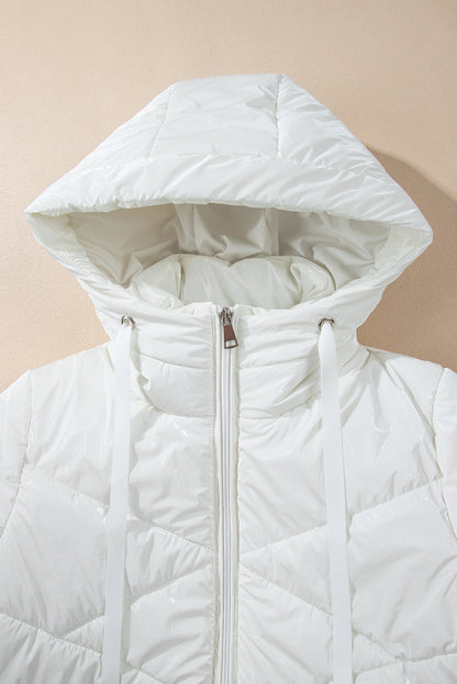 Jackets - Hooded Puffer Zip-Up Jacket Hip-Length Coat