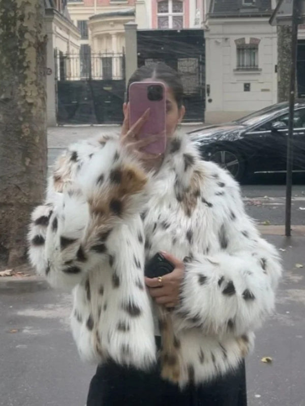 Jackets - Leopard Faux Fur Jacket for Women