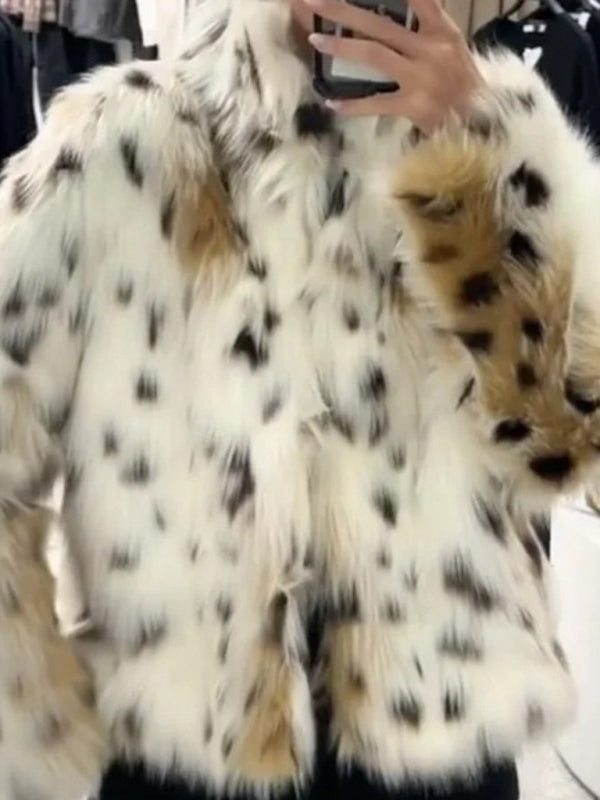 Jackets - Leopard Faux Fur Jacket for Women