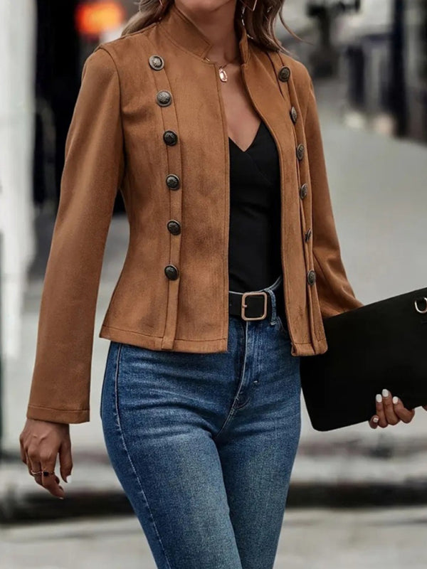 Jackets - Structured Cropped Faux Suede Jacket