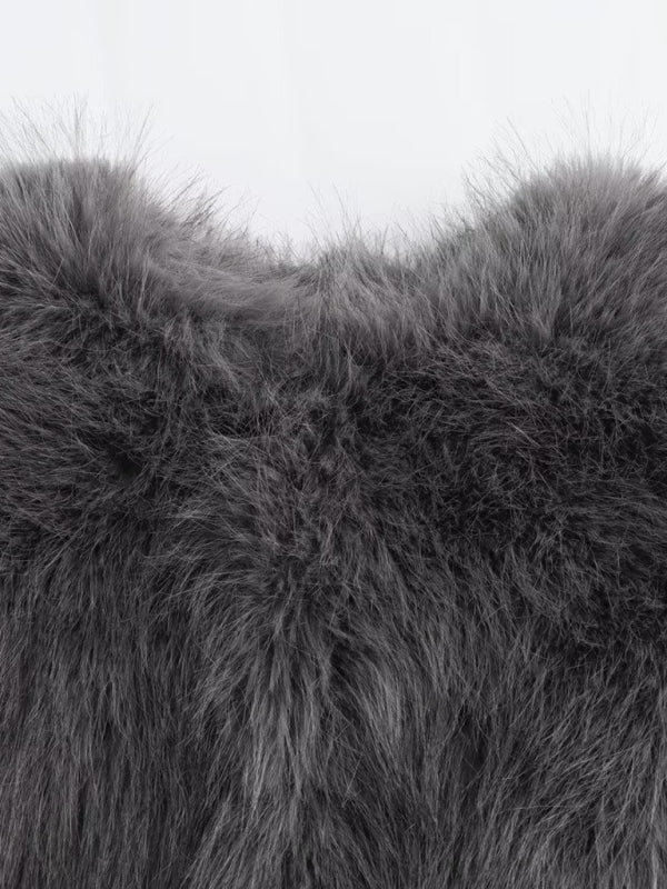 Jackets - Trendy Women's Faux Fur Cropped Jacket