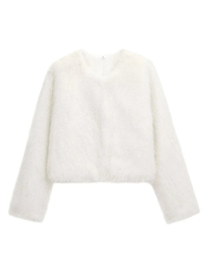 Jackets - Trendy Women's Faux Fur Cropped Jacket