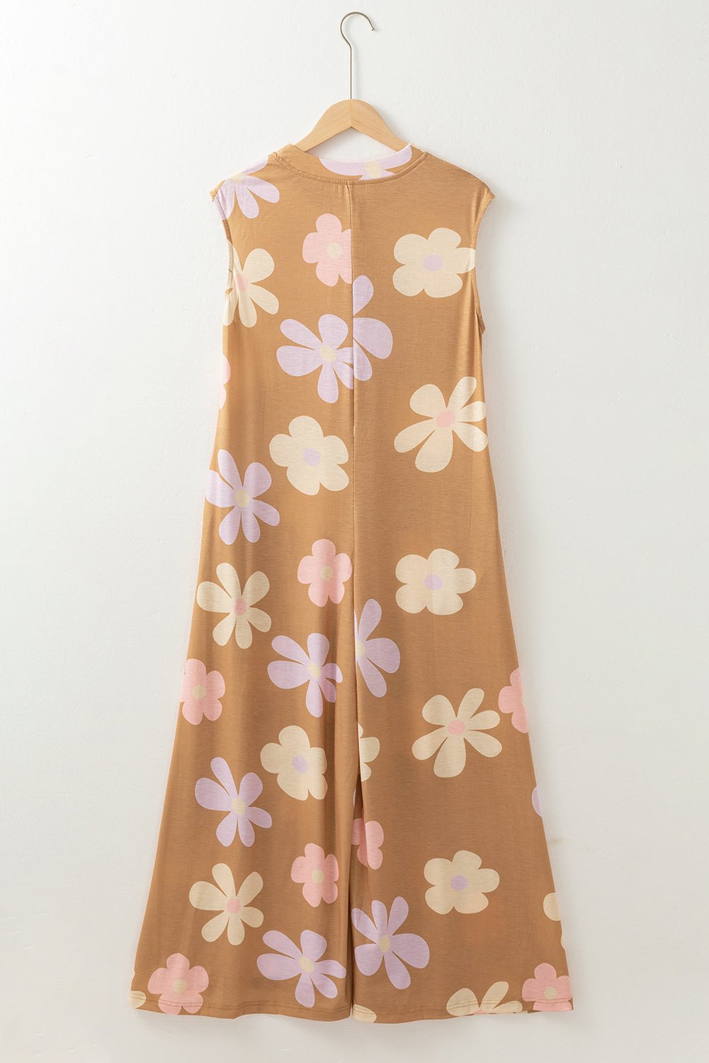Jumpsuits & Rompers - Floral Buttoned Jumpsuit - Casual Wide-Leg Outfit for Women