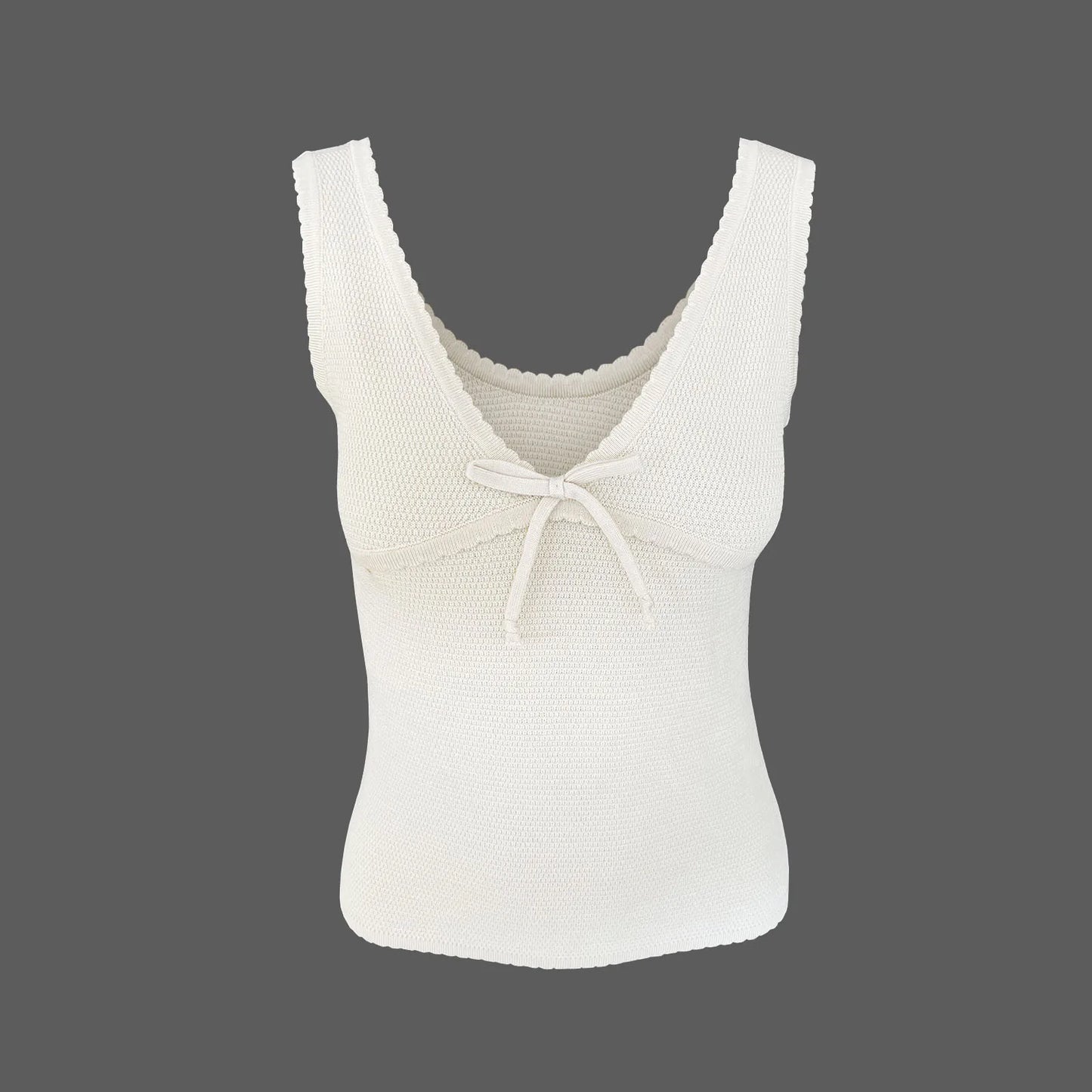 Knit Tops - Dual-Tone Knitwear Sleeveless Tie Knit Top