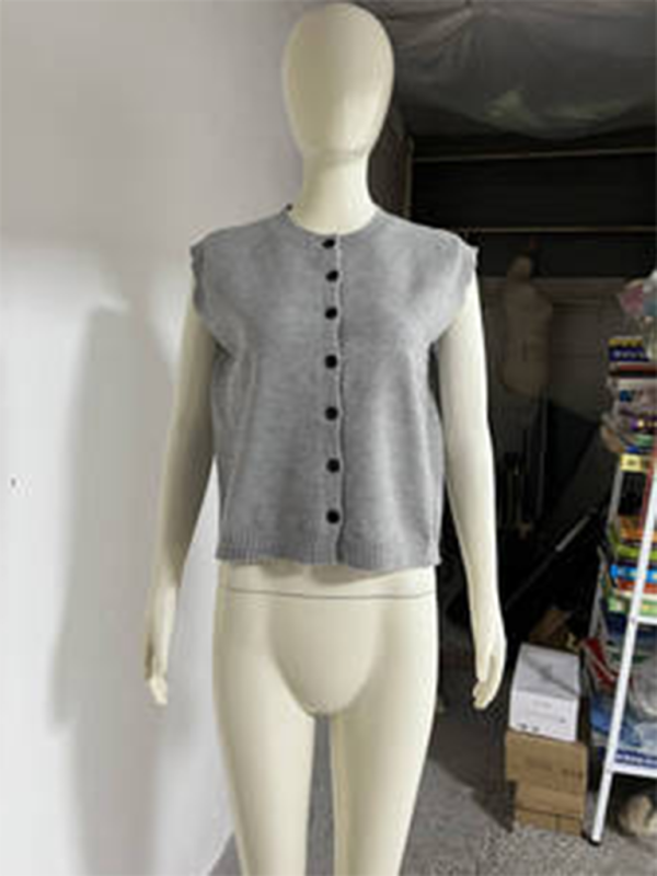 Knit Tops- Women's Knitting Button-Up Sleeveless Top- - Pekosa Women Fashion