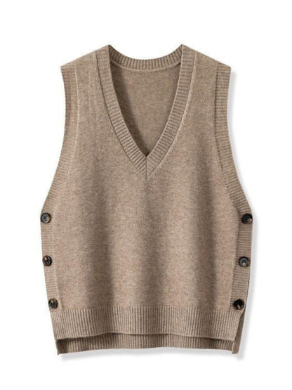 Knit Vests - Women's Side-Button Vest Casual Knit Layer