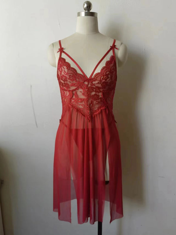 Lingerie - Lace Chemise & T-String Thong for Intimate Evenings