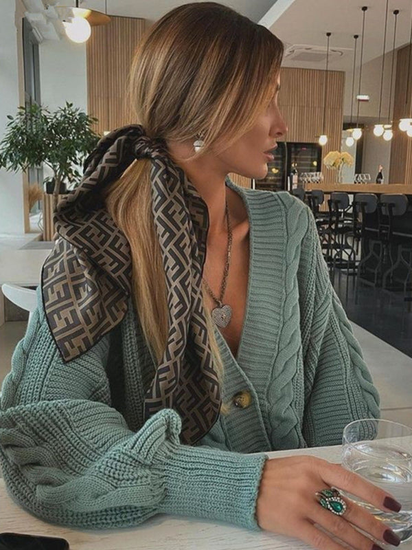 Lounge Set - Lounge Knit Cardigan and Pencil Pants for Women