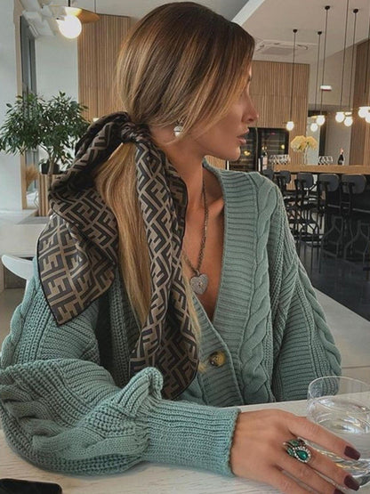 Lounge Set - Lounge Knit Cardigan and Pencil Pants for Women