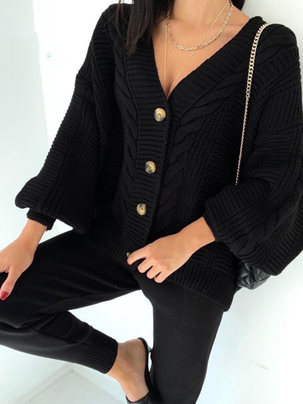 Lounge Set - Lounge Knit Cardigan and Pencil Pants for Women