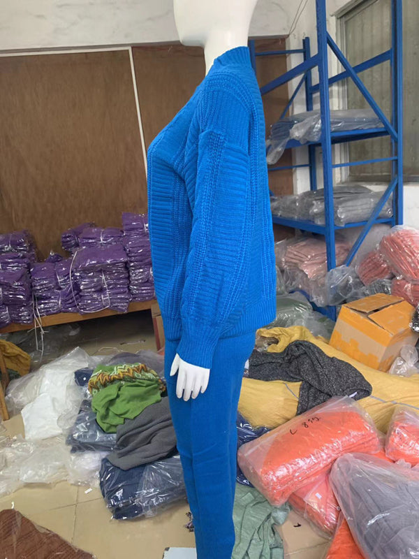 Lounge Set - Lounge Knit Cardigan and Pencil Pants for Women