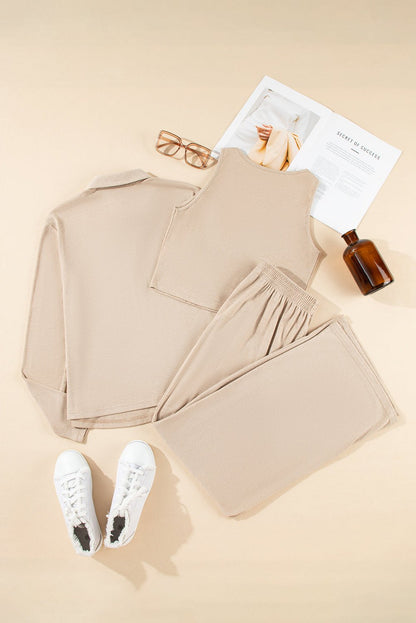 Loungewear - Casual 3-Piece Solid Loungewear Set for Women