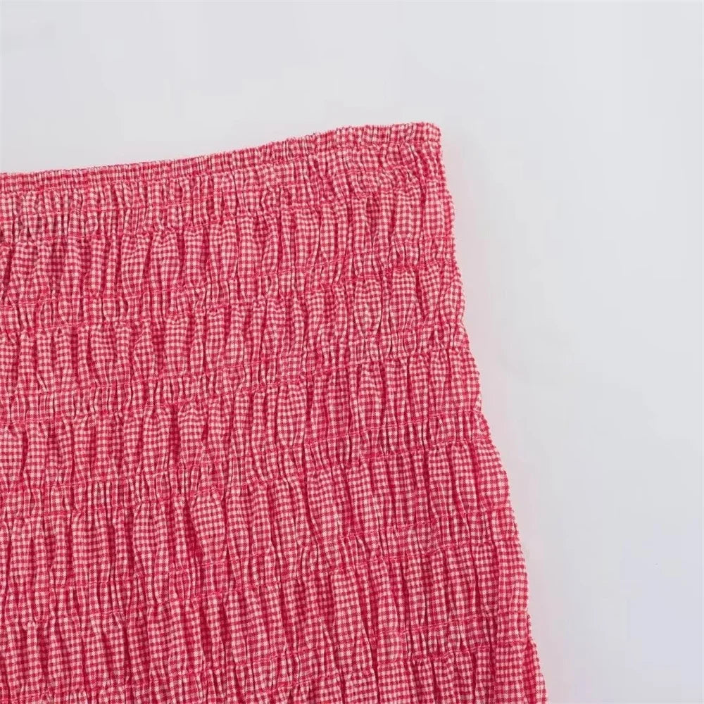 Matching Sets - Women's Frill Smocked Matching Set Cami and Mini Skirt