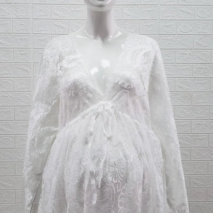 Maternity Dresses- Maternity Sweep Train Lace Dress for Unforgettable Moments- - Chuzko Women Clothing
