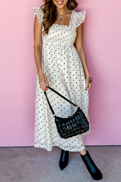 Maxi Dresses - Casual Summer Polka Dot Maxi Dress