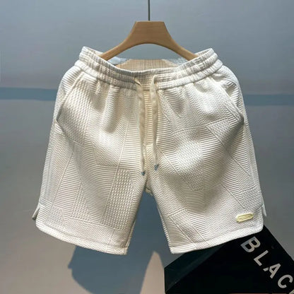 Men Shorts- Textured Men's Summer Shorts for Sporty Looks- - Pekosa Women Fashion
