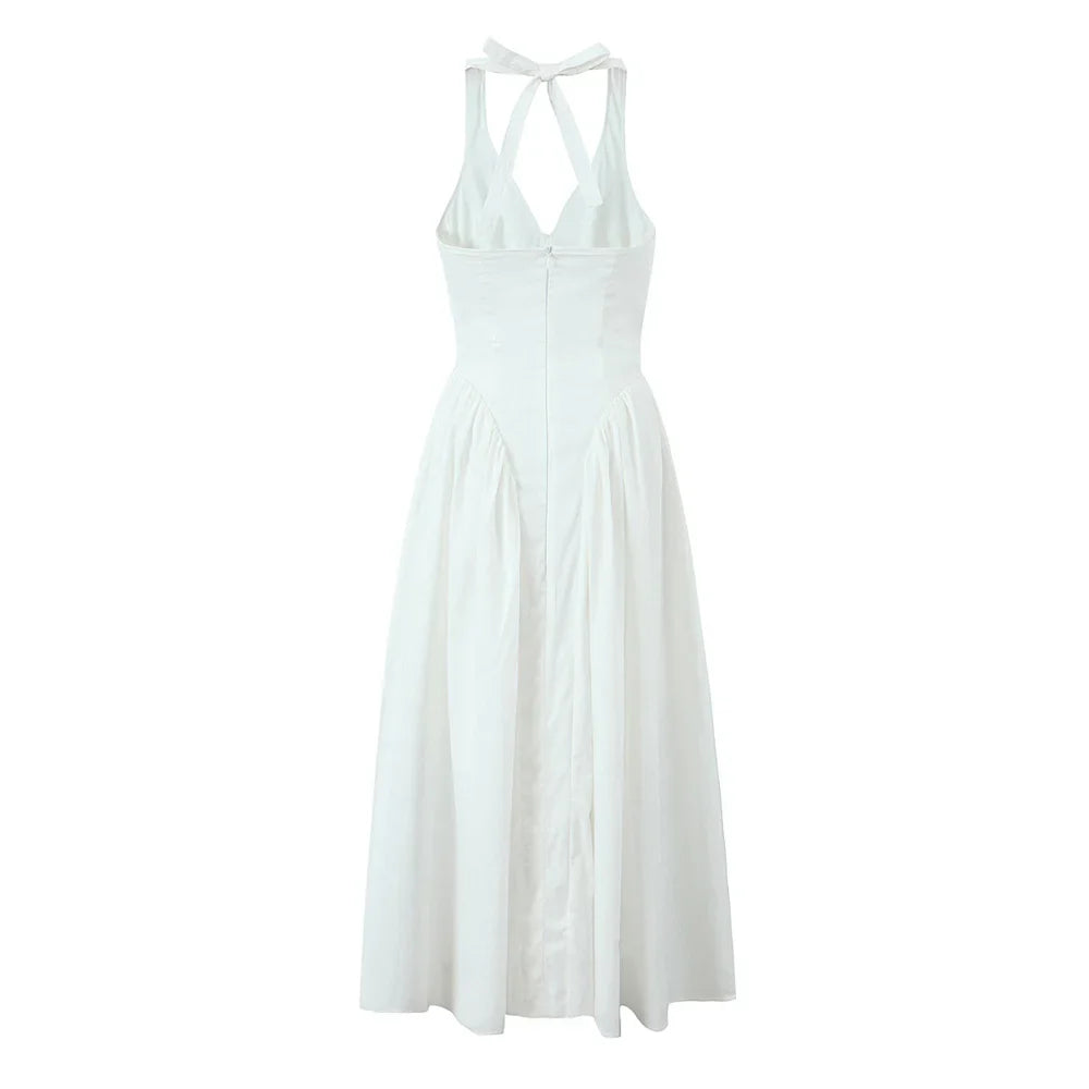 Midi Dresses- Halter Dress Perfect for Garden Weddings- - Pekosa Women Fashion