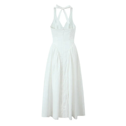 Midi Dresses- Halter Dress Perfect for Garden Weddings- - Pekosa Women Fashion