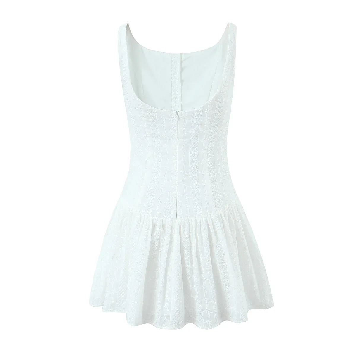 Mini Dresses- Cocktail Hour Embroidered Women's Textured Drop-Waist Dress for Summer- - Pekosa Women Fashion