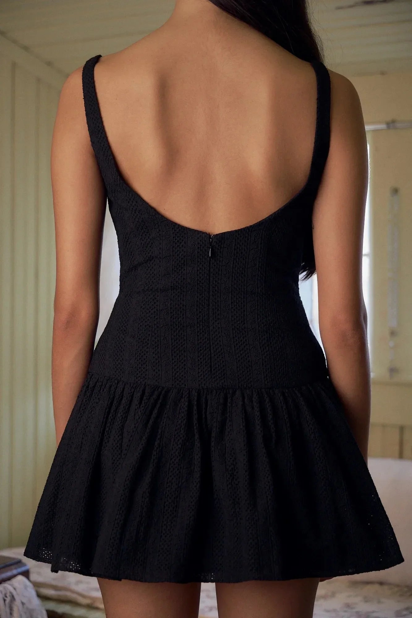 Mini Dresses- Cocktail Hour Embroidered Women's Textured Drop-Waist Dress for Summer- - Pekosa Women Fashion