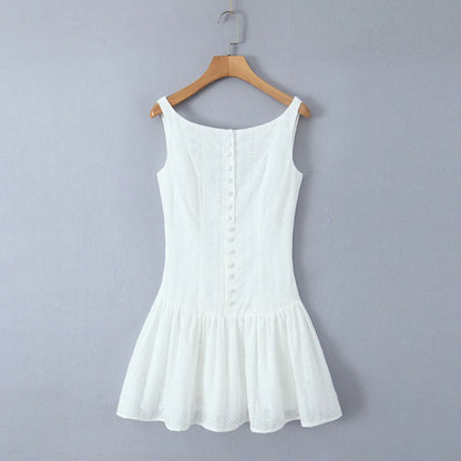Mini Dresses- Cocktail Hour Embroidered Women's Textured Drop-Waist Dress for Summer- - Pekosa Women Fashion
