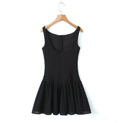 Mini Dresses- Cocktail Hour Embroidered Women's Textured Drop-Waist Dress for Summer- - Pekosa Women Fashion